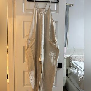 FREE PEOPLE cream oversized jumpsuit